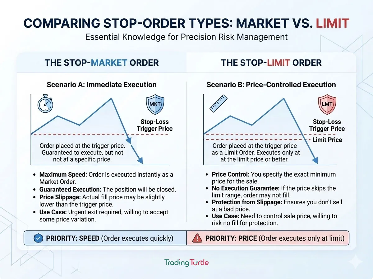 Image explaining what is a stop-loss order and difference between market vs limit order