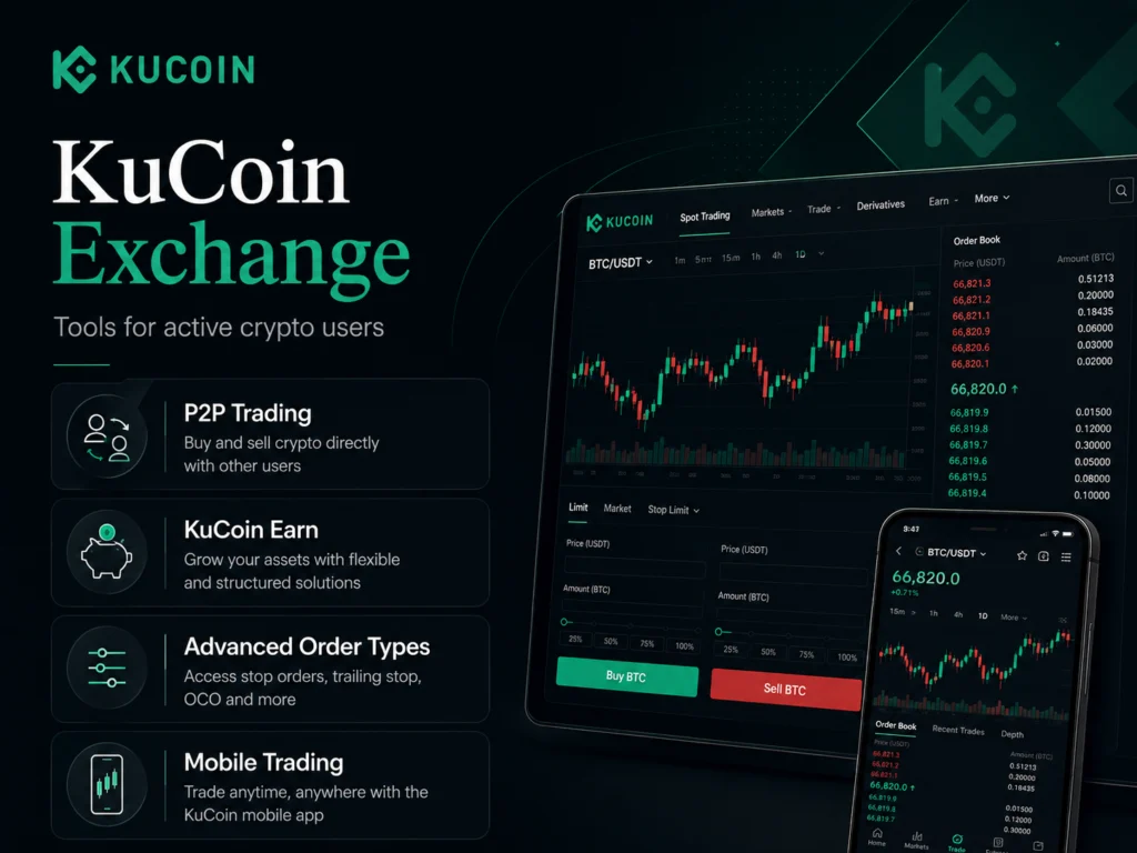 Image showing kucoin exchange and tools for crypto users