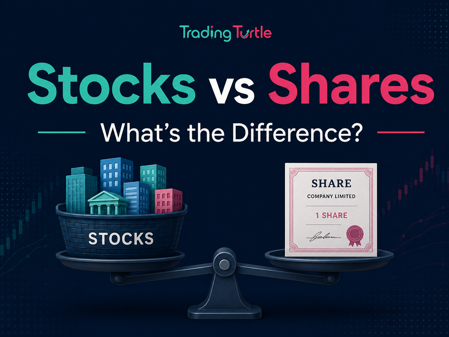 Illustration comparing stocks and shares for beginners