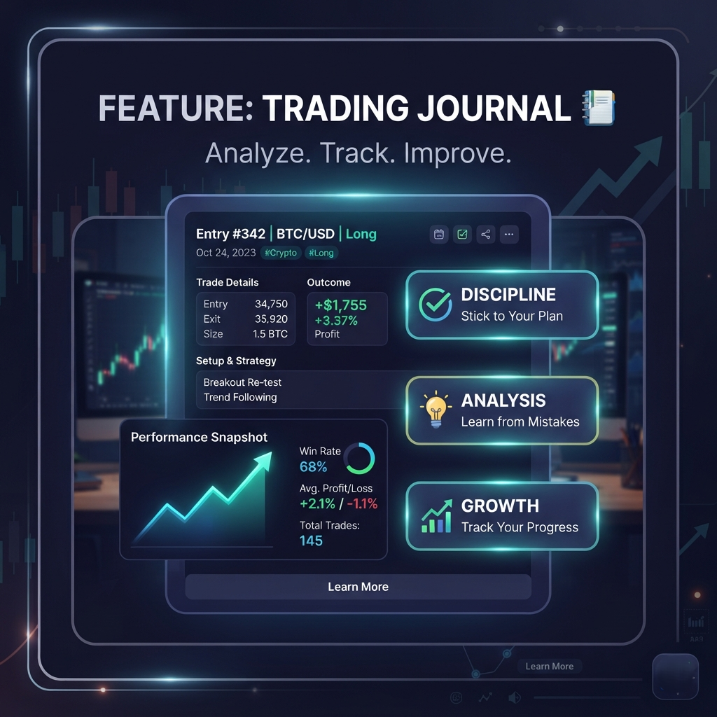 Image explaining Trading journal features and benefits