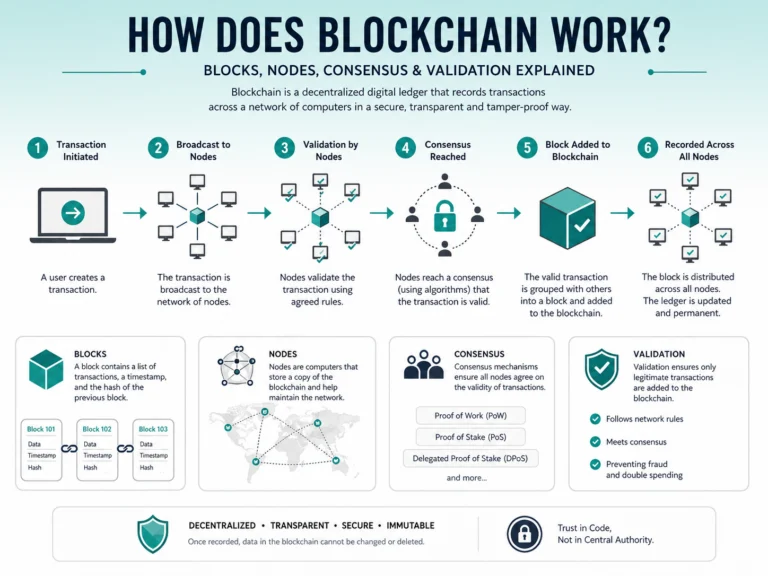 an illustration explaining how blockchain works