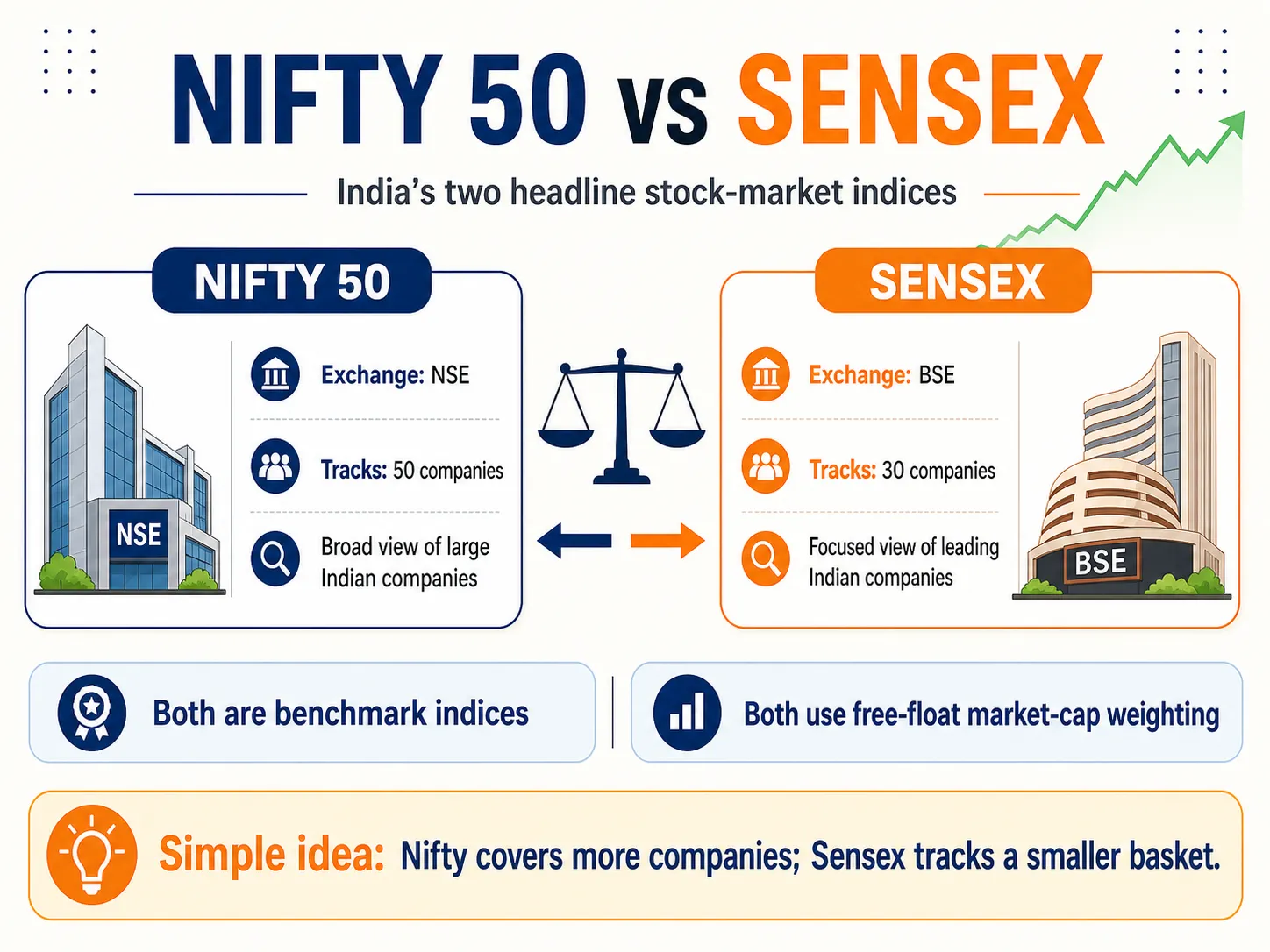 nifty 50 vs sensex in simple words