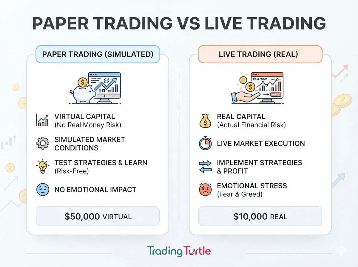 image comparing paper trading vs live trading