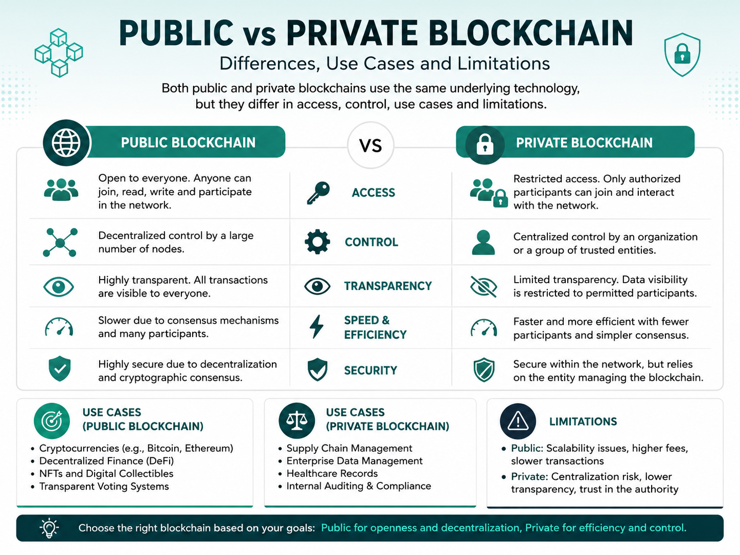 image explaning public vs private blockchain