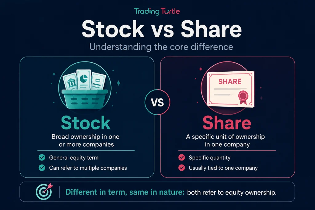 image explaining stocks vs shares difference