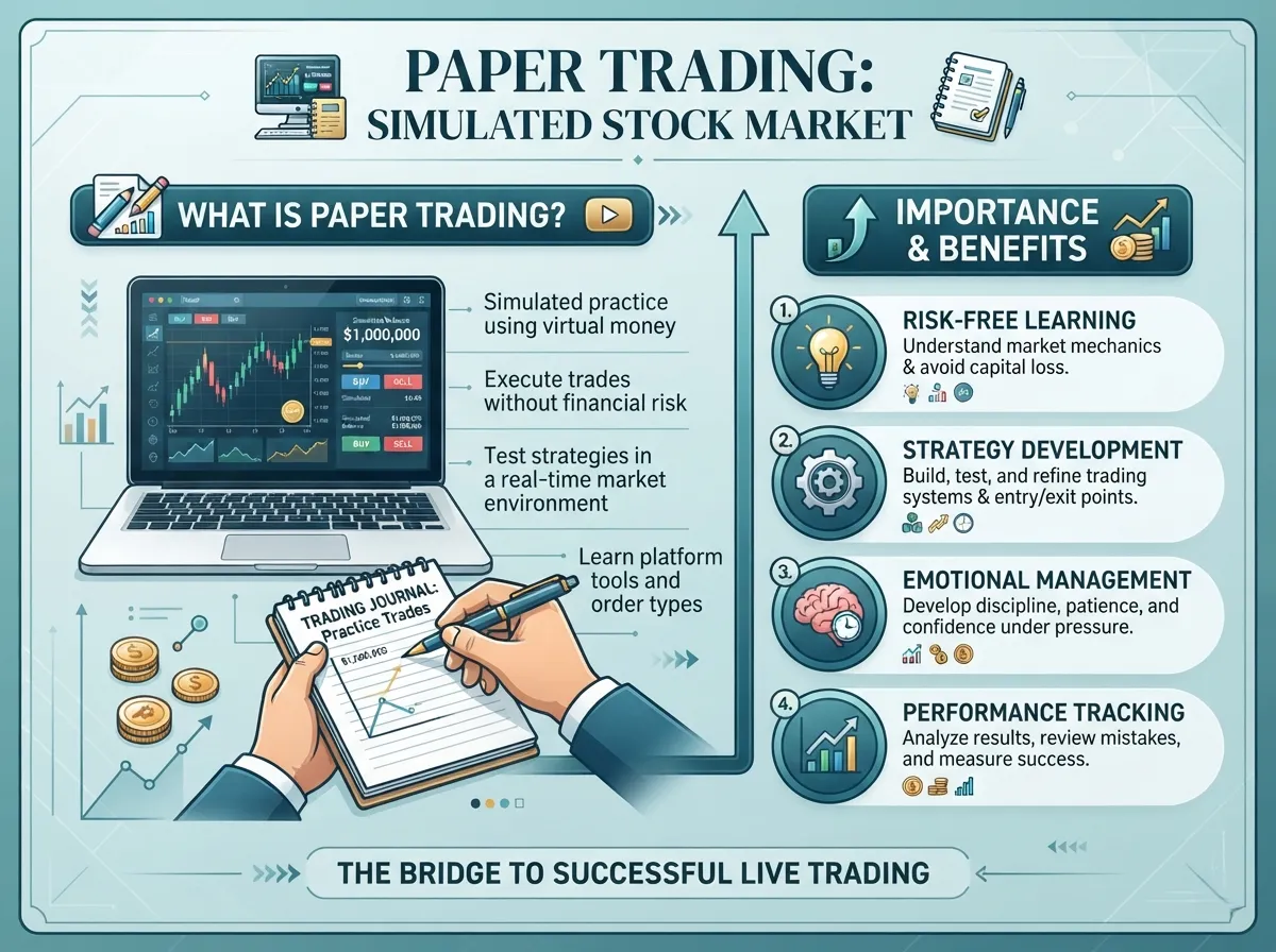 Image explaining, what is paper trading and its importance.